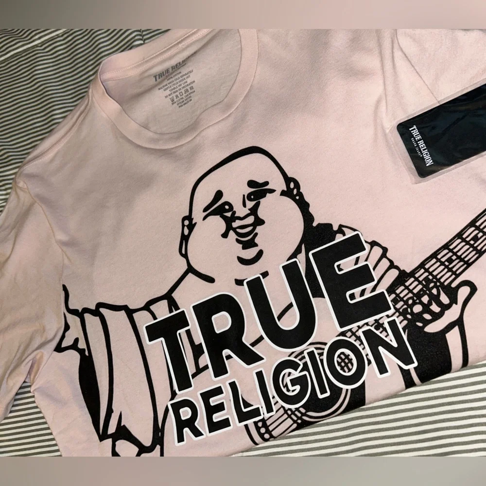 True Religion Pink Graphic Logo Short Sleeve Tee